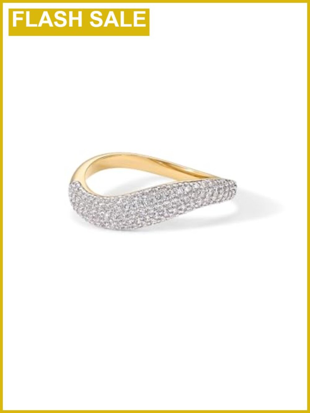 14K Gold Plated Wavy Cubic Zirconia Stackable Ring Women Twisted CZ Band